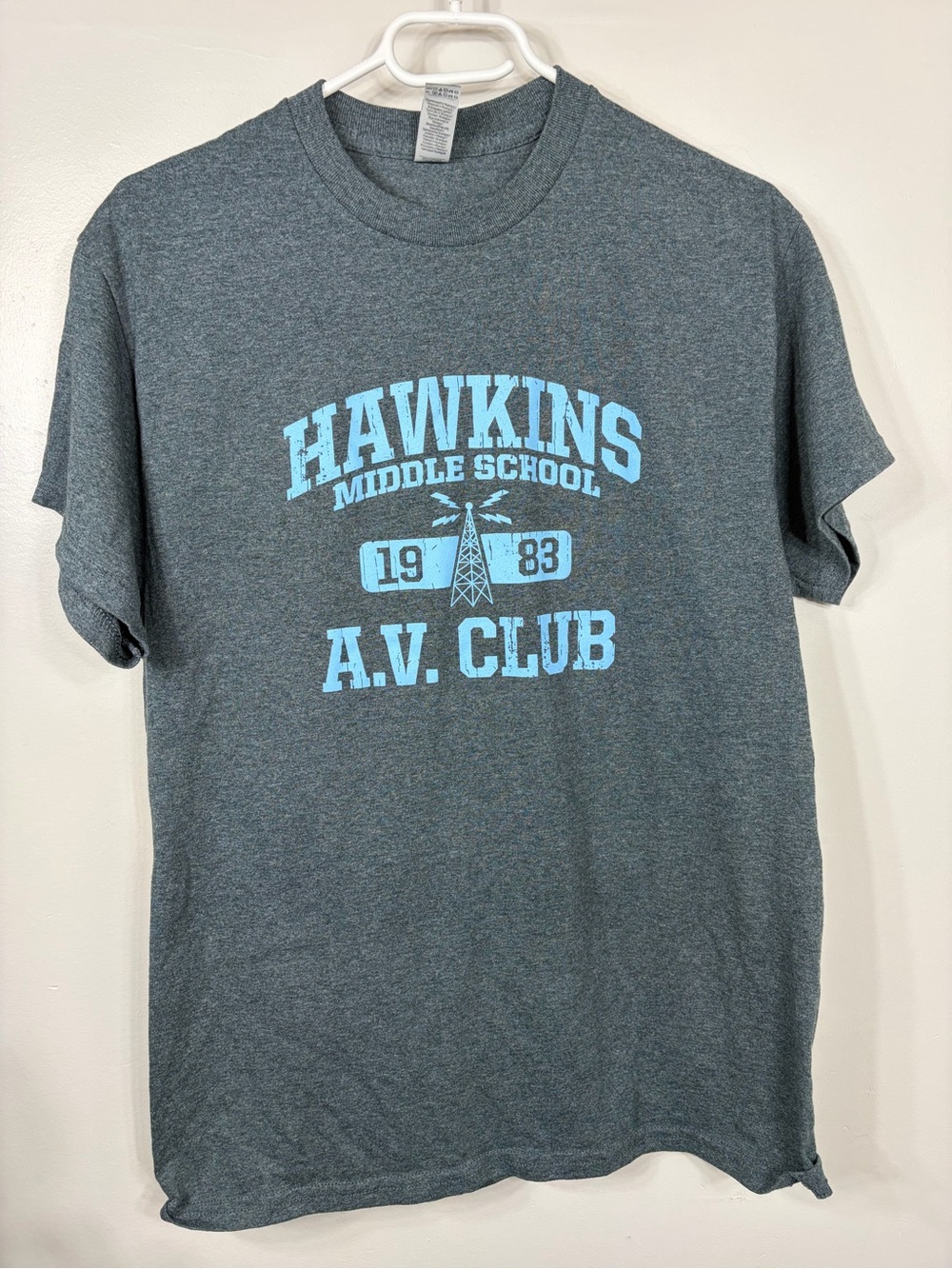 Stranger Things Hawkins Middle School AV Club Graphic T Shirt Gray